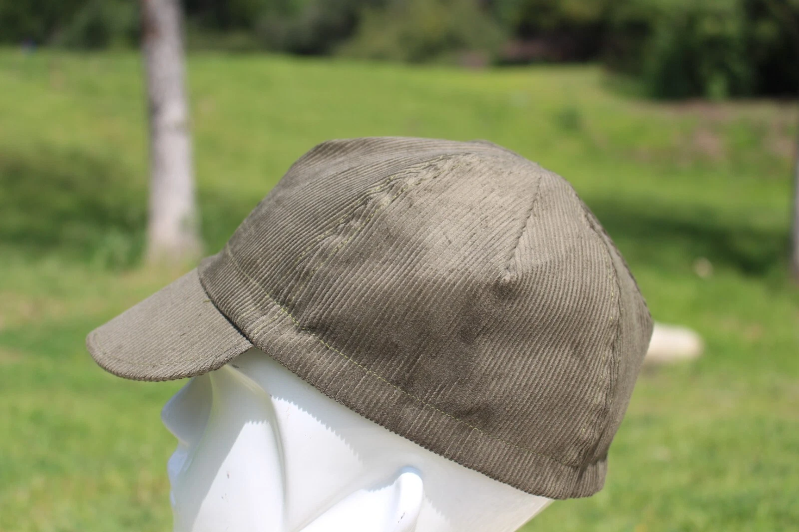 CYCLING CAP 4 PANEL CORDUROY OLIVE COLOR ANY SIZE HANDMADE
