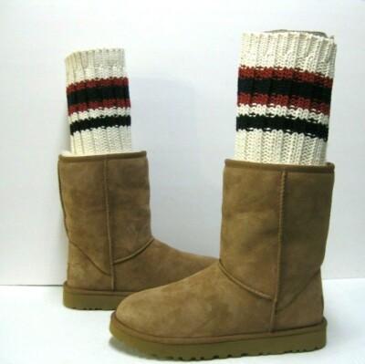 UGG CLASSIC SHORT II SACAI KNIT WOMEN BOOTS CHESTNUT US 8