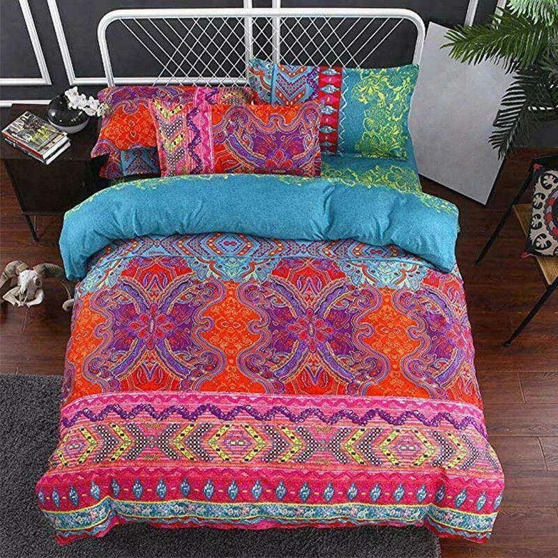 民族波西米亚床上用品套装柔软被套床单套装双床全大号特大号 — 第 2/4 张图片