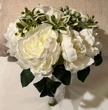 Style Me Pretty Bouquet White Green peonies ￼flowers bridal bridesmaid Wedding