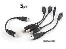 5-PACK 6" USB 2.0 A-Type Male to B-Type Male Printer/ Scanner/etc Cable BK
