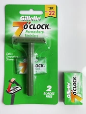 Men Double Edge Plastic Travel Camping RV Hiking Shaving Safety Razor+12 Blades