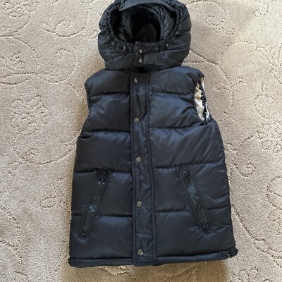 BURBERRY CHILDREN BOYS Hooded Puffer Vest Size 8Y Black | eBay