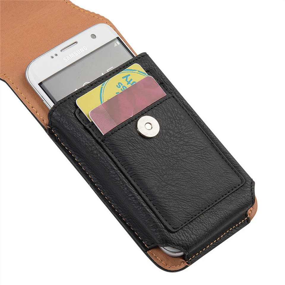 PU Leather For Smart Phone Mobile Phone holder Pouch Flip Belt Clip Covers Case - image 4 of 4
