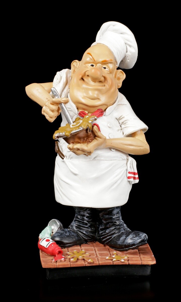 Funny Job Figurine Chefkoch Stirring Sauce Chef Cooking Kitchen Decor Statue