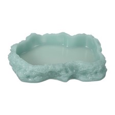 Reptile Food Bowl, Reptile Feeding Dish Corner Bowl l 8.5In, Glow Dark Green 