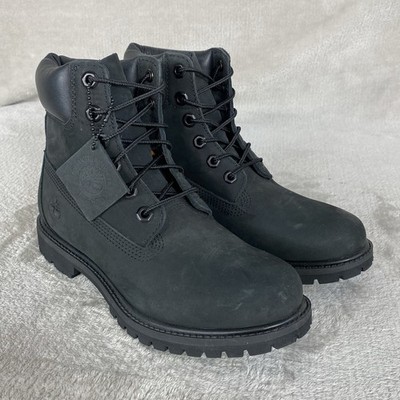 Timberland Premium 6 inch Womens Boots Size 6.5 Black Nubuck Waterproof NEW
