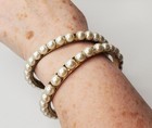 Vintage Faux Pearl Wired Bracelet Gold tone Bangle — photo 9