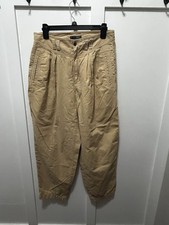 VTG Liz Wear Womens 10 pant trouser pleated Highwaist baggy Khaki ankle tapered