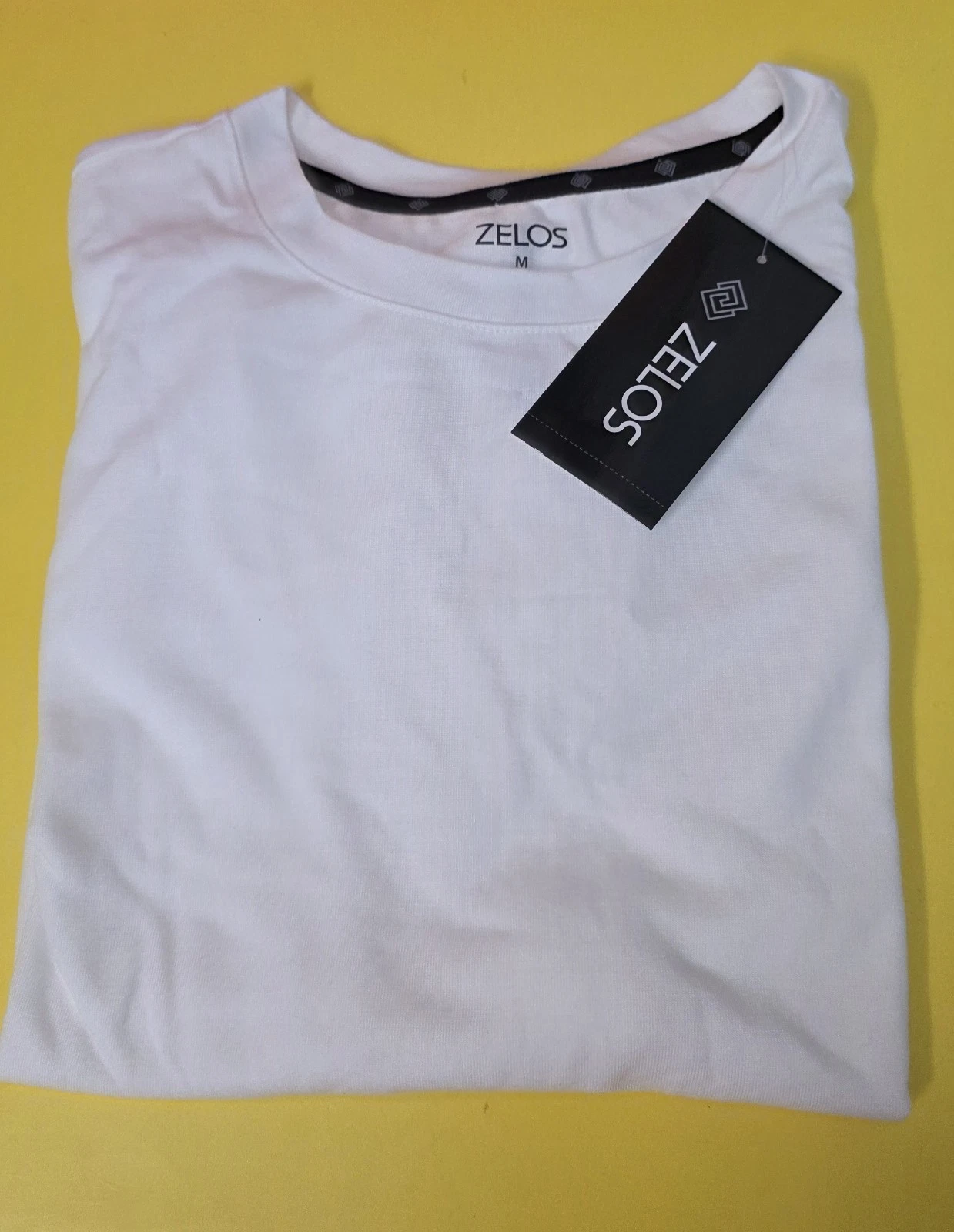 Zelos Men's White Short Sleeve Crew Neck Athletic T-Shirt Size Medium