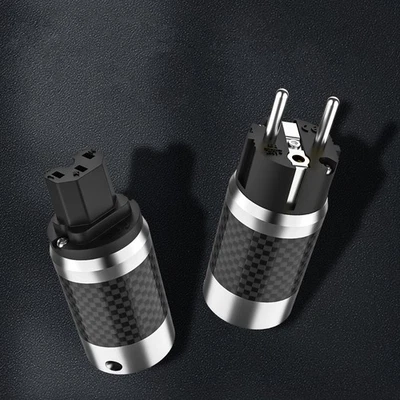 AUDIOCRAST Conector de cable de alimentación HiFi enchapado en rodio enchufe Schuko de la UE adaptador hembra IEC C13