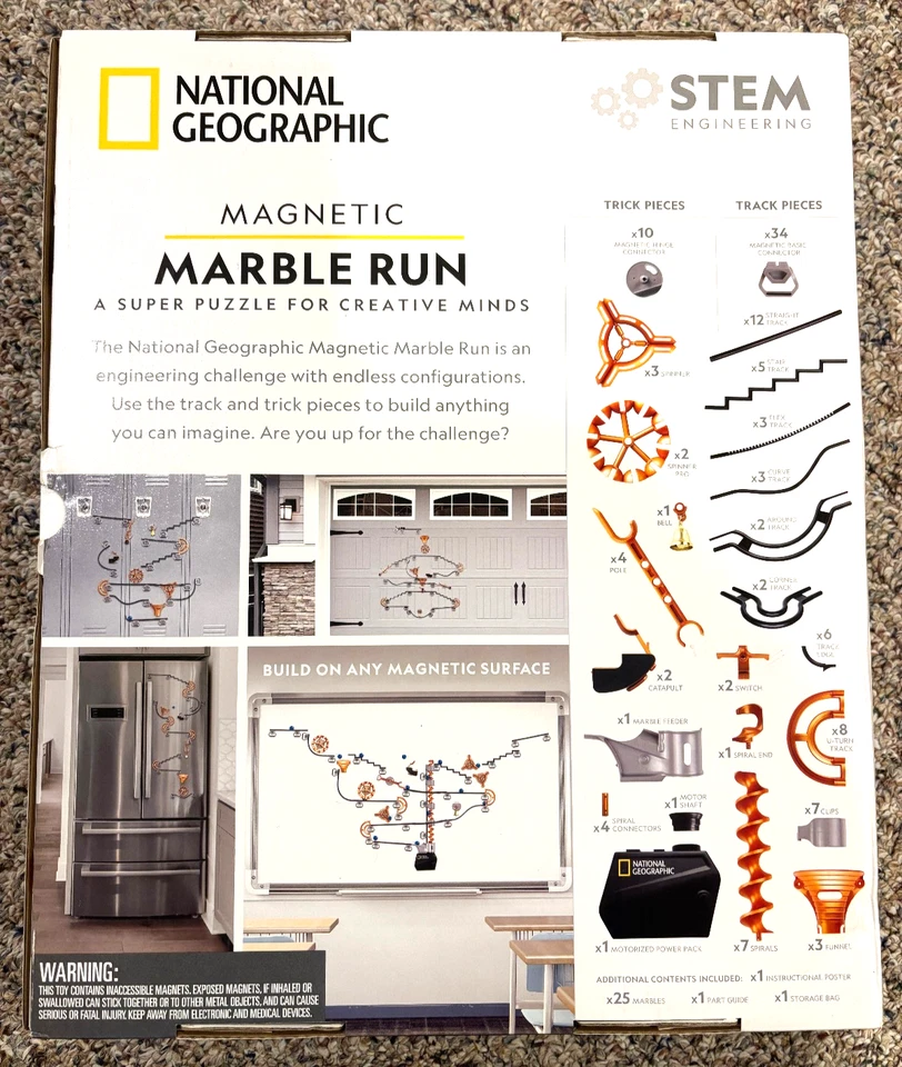 National Geographic Magnetic Marble Run 150 Piece Stem Building Set Ages 10+ - Image 2 of 2