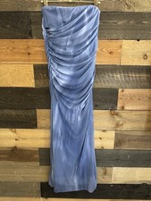 NWT ZARA Blue Tie Dye Strapless Lined Midi Semi Formal Event Dress Medium M