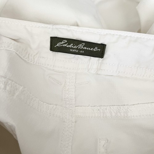 Eddie Bauer Shaw Fit Cropped Pants Womens Sz 4 Ivory Microfleece Pockets Stretch - Picture 7 of 7