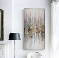 Luxury Hand-Painted Abstract Wall Art – Modern Minimalist Oil Painting for Bedro