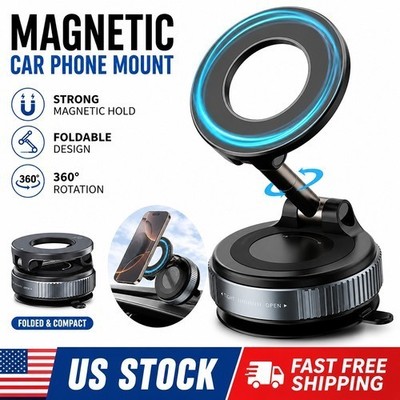 360 Magnetic Vacuum Suction Car Phone Holder Foldable Dashboard Mount