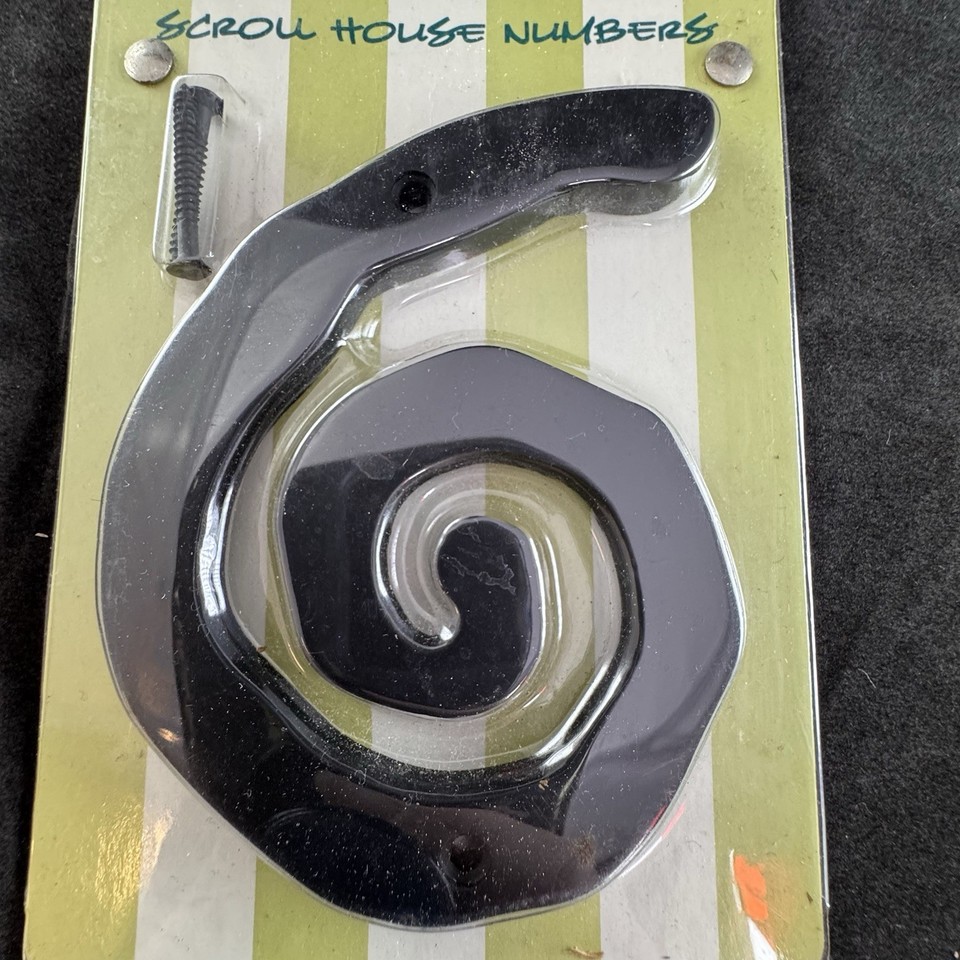 Atlas Scroll House Numbers 4” LG Scroll #6 Black #SCN6M-BL | eBay