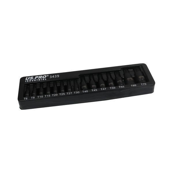 US PRO Impact Torx Bit Socket Set 15pc 1/4"" 3/8"" 1/2"" Sockets Set 3439 - Image 7