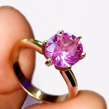 925 sterling silver lab-created pink sapphire solitaire ring