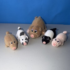 Vintage 1997 Galoob Pound Piggies Mommy 4 Piglets Piggy Family Excellent Plush