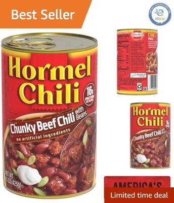 Hormel Chunky Beef Chili with Beans, 15oz (Pack of 6) - No Artificial Additives