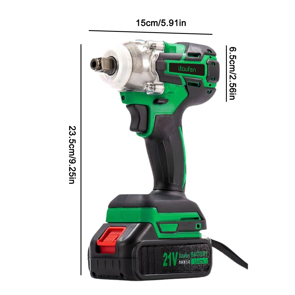 1/2 inch 21V Electric Impact Wrench Cordless Brushless Nut Gun With 2XBattery US