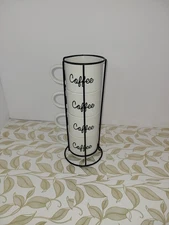 coffee mugs set of 4 stackable mugs with rack holder