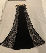 R & M Richards Evening Event Dress Black W/Lace & Sequins Sz 4 Petite