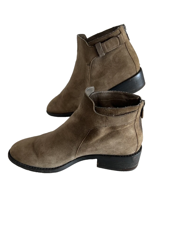 Eileen Fisher Tostado | Botines de gamuza topo para mujer talla 7 hebilla cremallera tacón bajo Foto 3 de 4