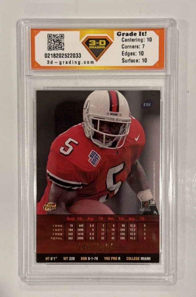 1999 Playoff Prestige SSD Edgerrin James RC Spectrum Purple SP 41/500 Colts - Image 2 of 3