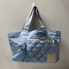 Steve Madden Blue Quilted Nylon Zip Duffle Bag