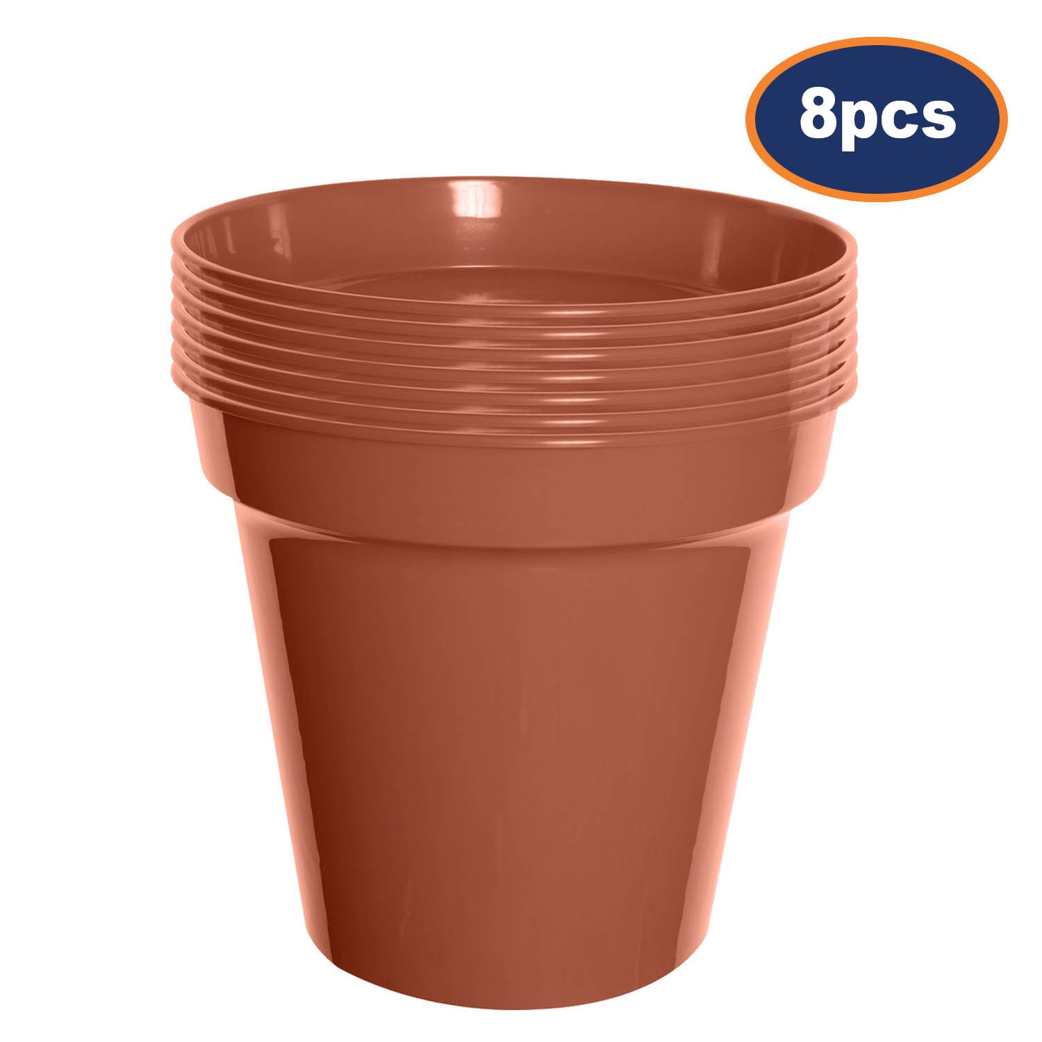 8Pcs 25cm Garden Pot Planter Round Flower Indoor Outdoor Terracotta Garden Patio