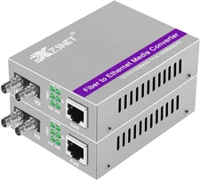 A Pair of Gigabit ST to RJ45 Converter, Multi-Mode Fiber to Ethernet Media Conve