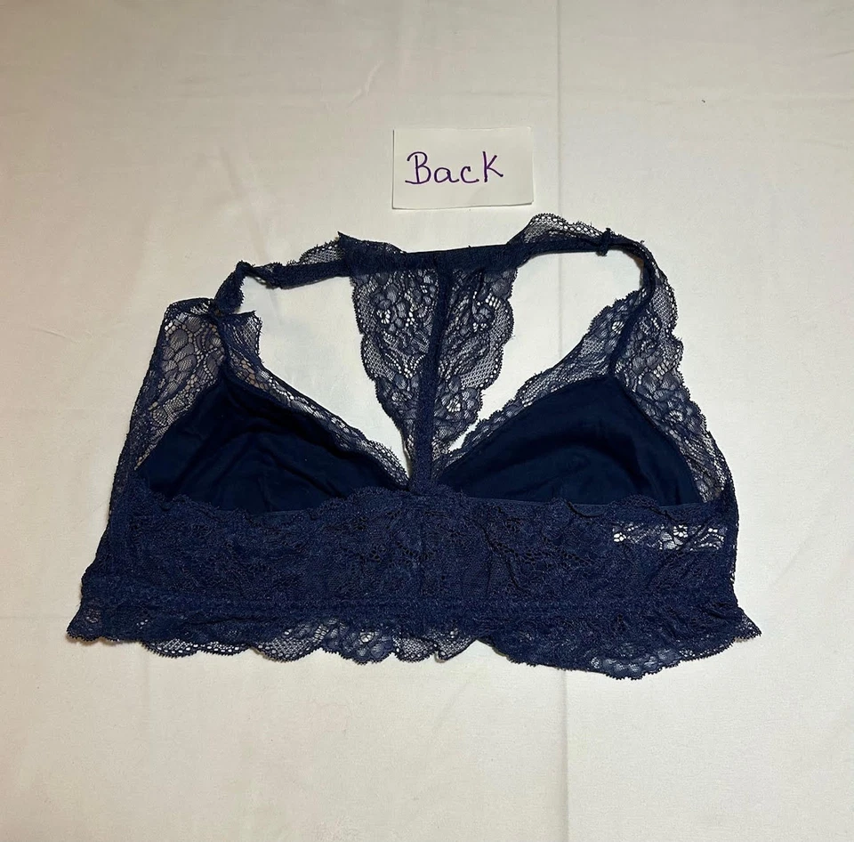 Gilligan & O'Malley Womens XL Blue Racerback Floral Lace Bralette - Image 2 of 4