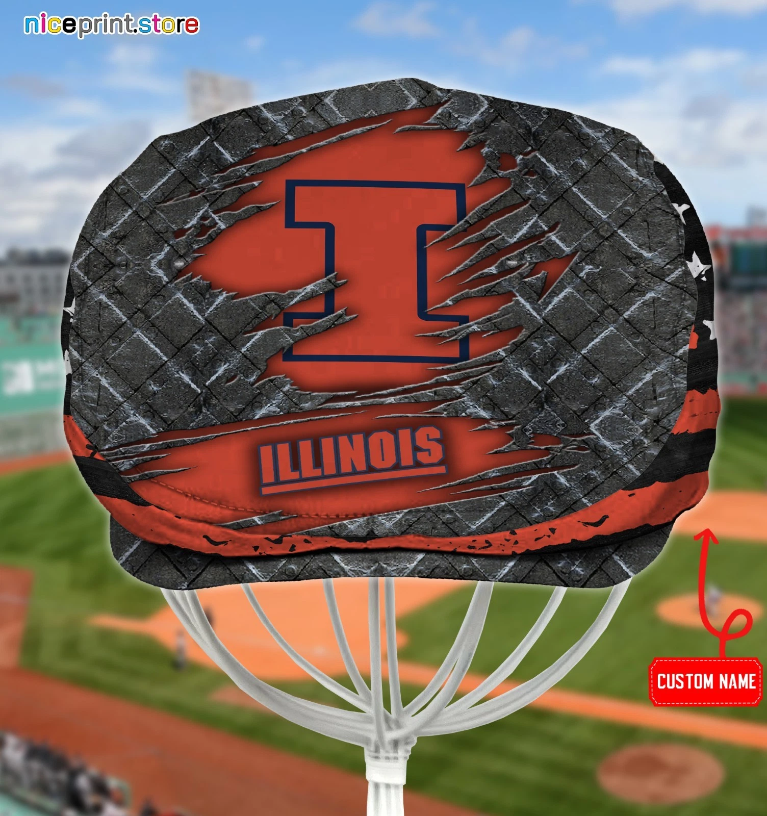 Illinois Team Fighting Illini Jeff Cap Newsboy Cap Flat Cap Driving Cap