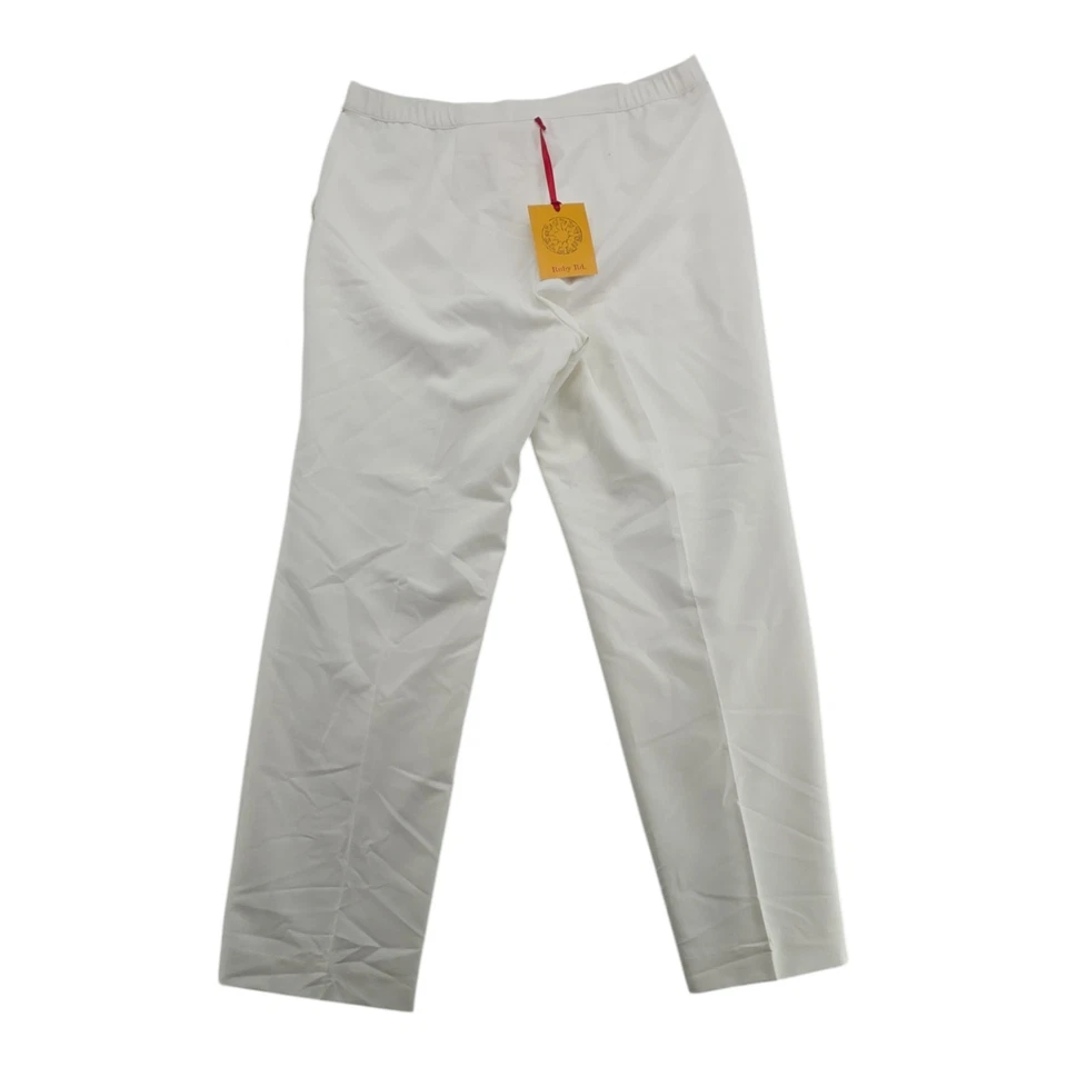 Ruby Rd Womens White Straight Leg Dress Pants Polyester Rayon Blend Size 10 - Image 2 of 4