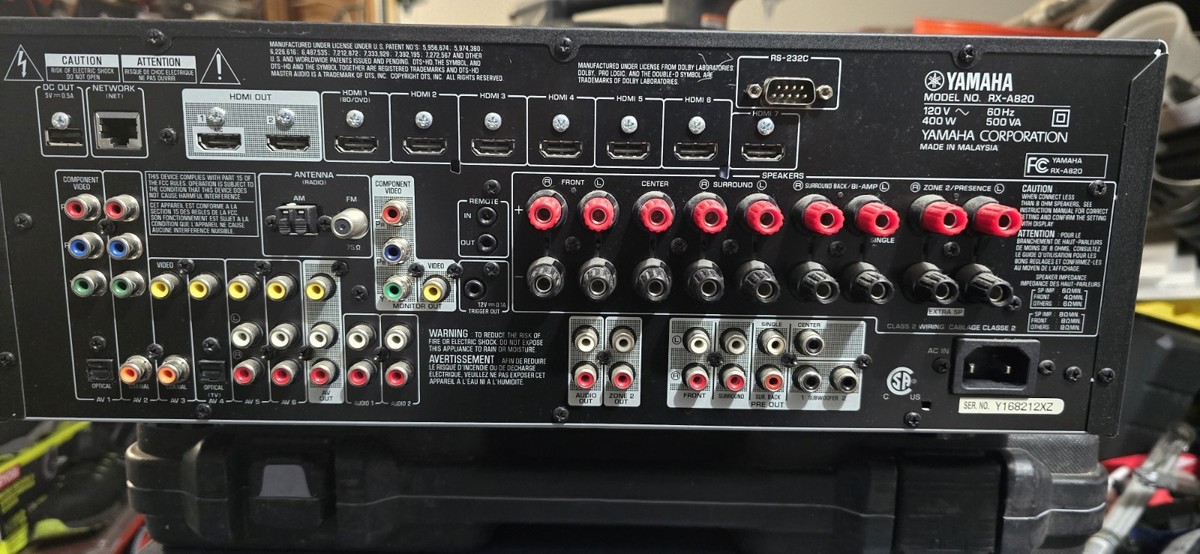 Yamaha AVENTAGE RX-A820 7.2 Channel A/V Receiver No Remote TESTED