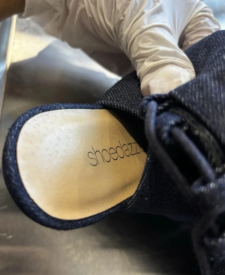 Botas por encima de la rodilla para mujer muslo denim plataforma tacón alto con cordones cumpleaños 6,5 Foto 4 de 4