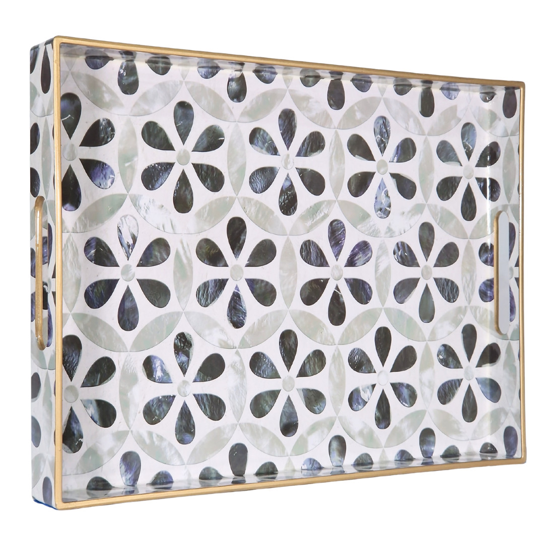 Large Decorative Rectangular Serving Trays Platter with Handles Multiple Designs