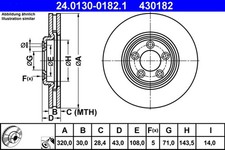 2x ATE Bremsscheibe 24.0130-0182.1 für XJ JAGUAR TYPE X350 X200 X358 2