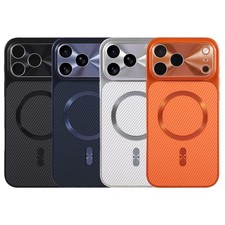 Shockproof Mag Safe Case For iPhone 17 Pro Max 16 15 Carbon Fiber Pattern Lens