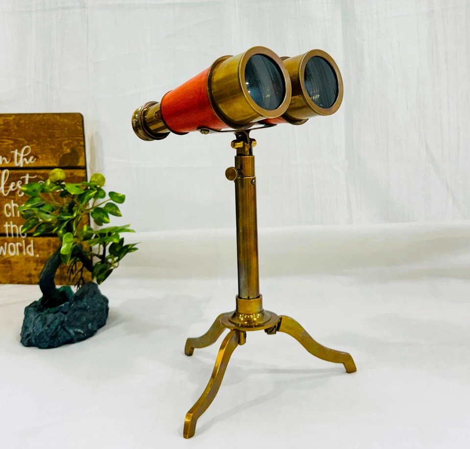 Marine Binocular With Stand Antique Brass Victorian for Collectors, Hiking, Gift - Image 3 of 4