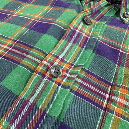 Polo Ralph Lauren Plaid Shirt Mens XL Made In Italy Green Purple Bright Button * - Picture 6 of 9