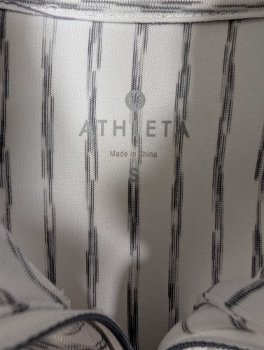Athleta Pullover Womens Small Gray Striped Quarter Zip Long Sleeve Thumbholes - Picture 2 of 12