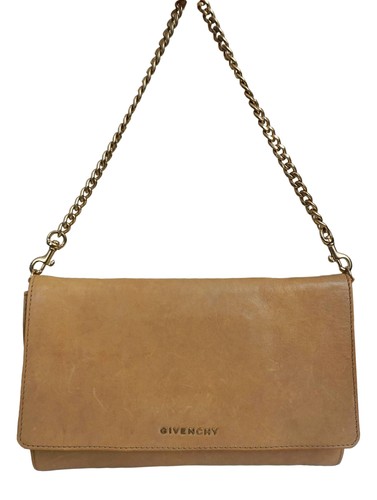 GIVENCHY Convertible Distressed Goatskin Leather Chain Strap Shoulder Bag Clutch