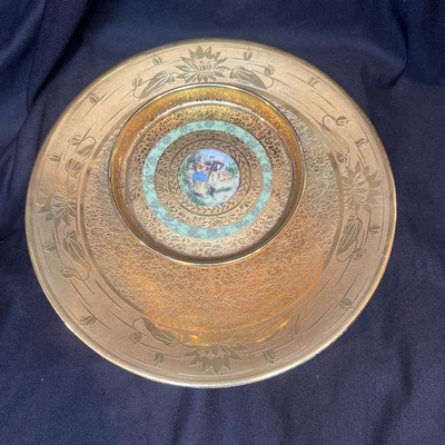 Vintage -Unique Osborne Tidbit 2-Tiered 22K Gold Tray Excellent Condition