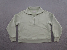 Everlane Sweatshirt Womens Size XS 1/4 Zip Pullover Organic Cotton Green Pockets