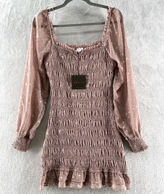 Le Lis Dress Women's Size M Star Bright Lilac Smocked Body Con Mauve Mini