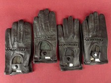 4 PAIRS VINTAGE BLACK LEATHER DRIVING RIDING GLOVES WITH WRIST SNAP SIZE 7 1/2