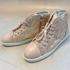 Sneakers Dolce & Gabbana vera pelle paillettes glitter logo placca rosa taglia 7